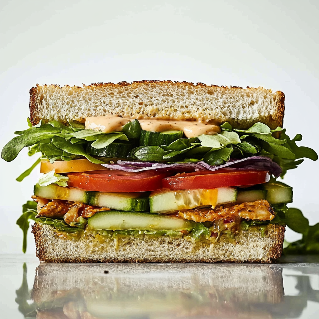 Recipe preparation for Laura's Fresh Veggie Sandwich