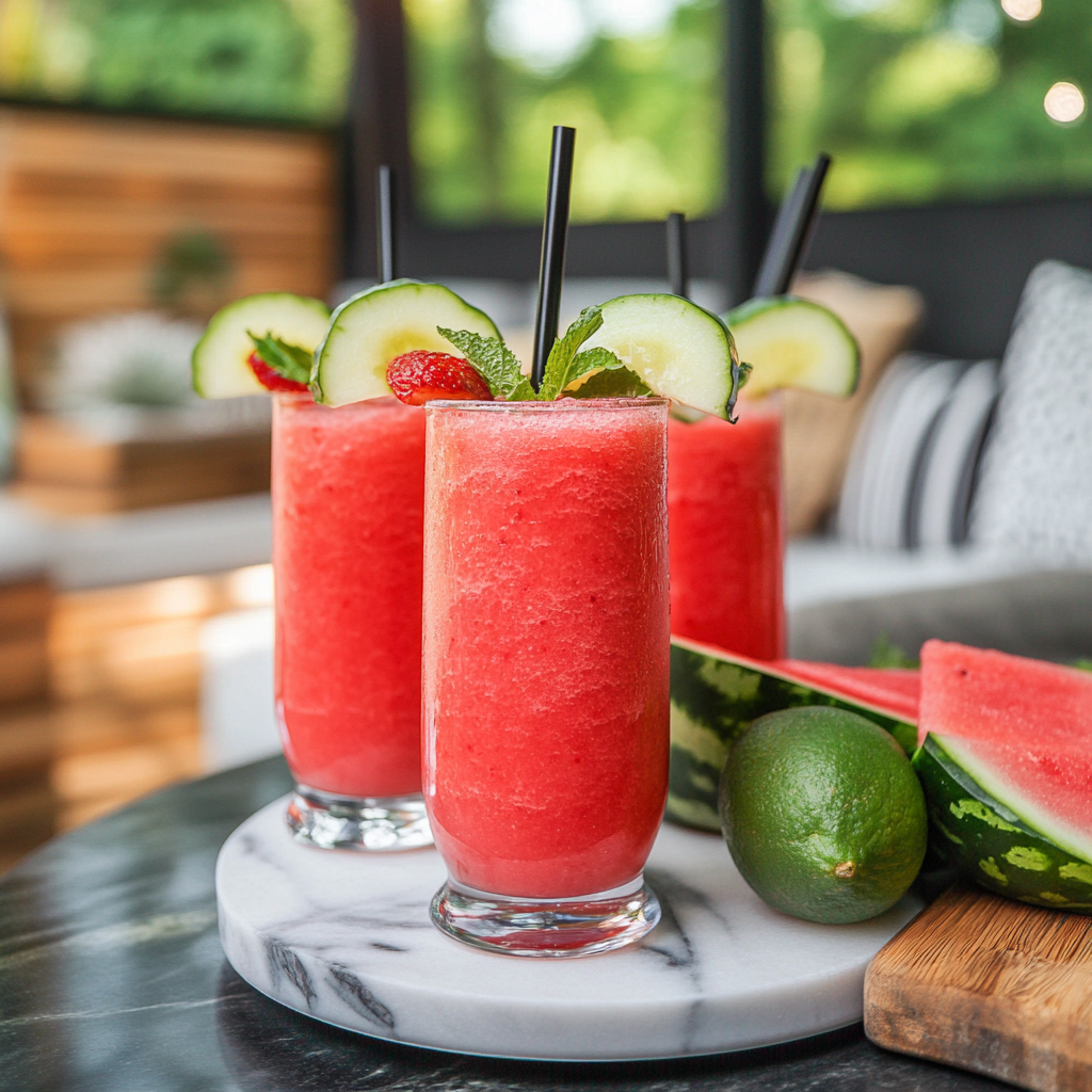 Recipe preparation for Watermelon Slushie