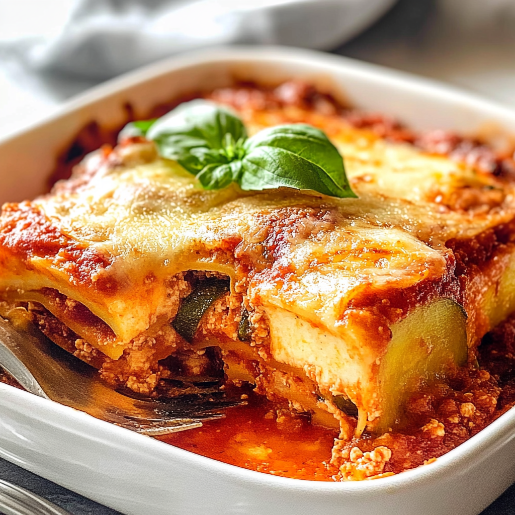 Recipe preparation for Low-Carb Baked Zucchini Lasagna