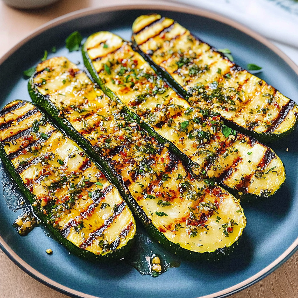 Recipe preparation for Grilled Zucchini with Herbs