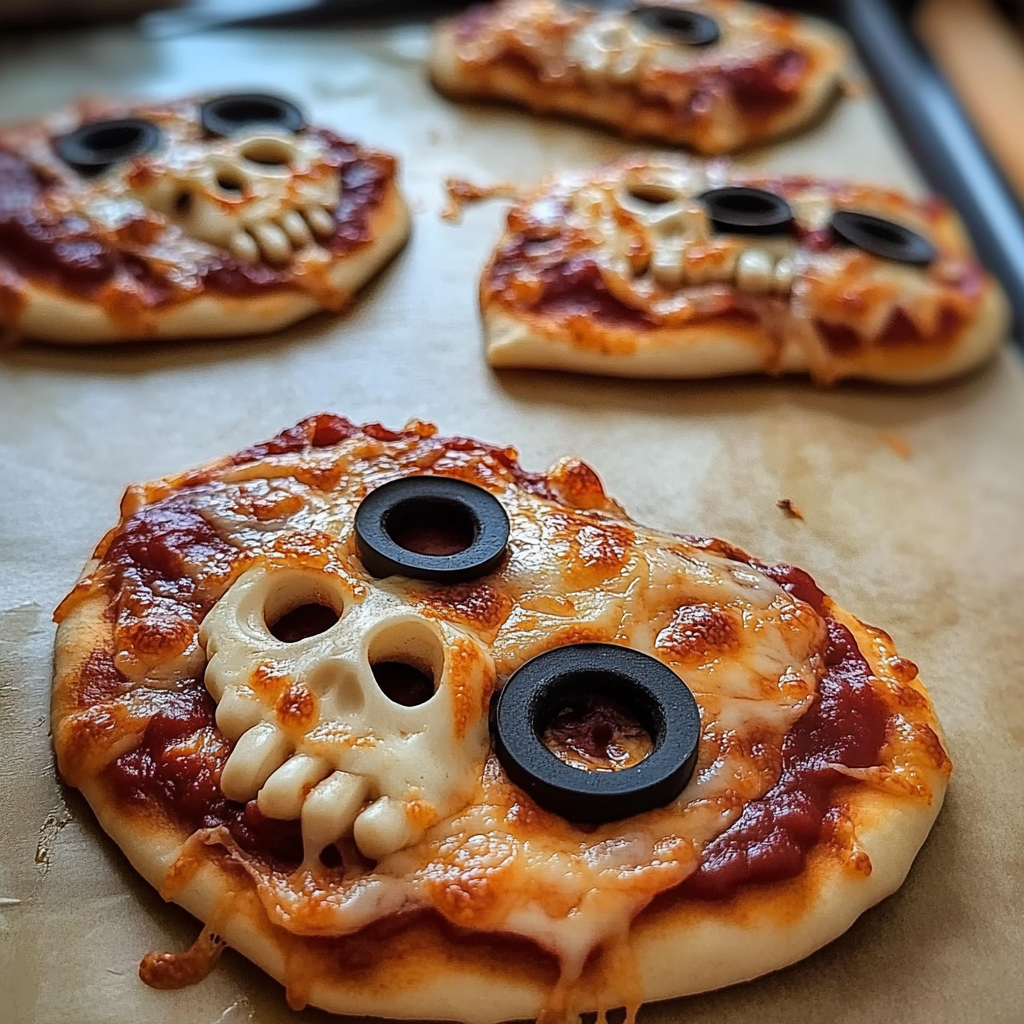 Recipe preparation for Pizza Skulls – Spooky & Delicious Halloween Party Food