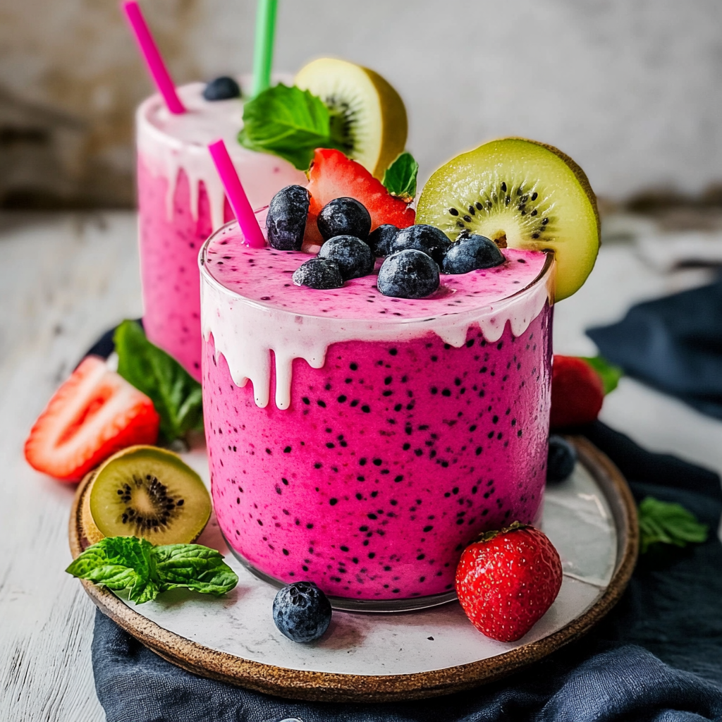 Recipe preparation for Refreshing Dragon Fruit Smoothie