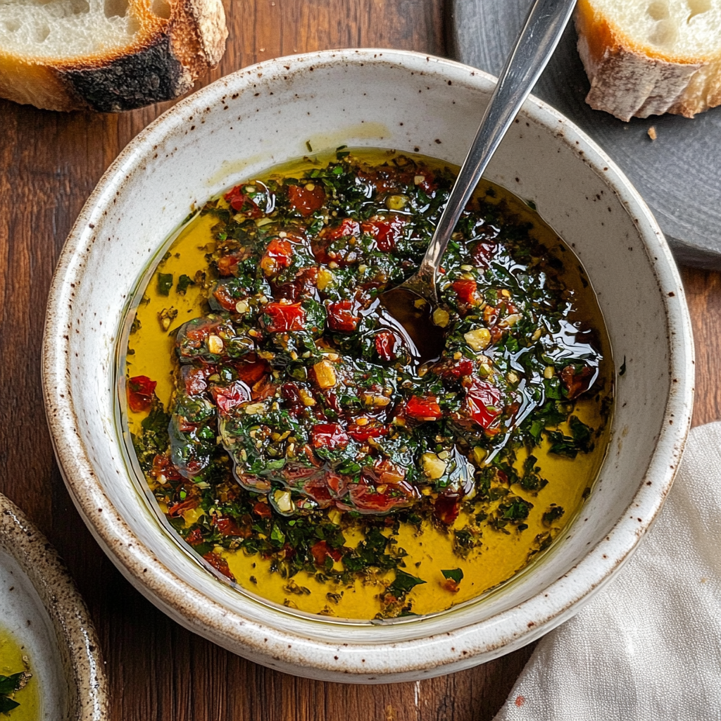 Recipe preparation for Sun-Dried Tomato Olive Oil Bread Dip