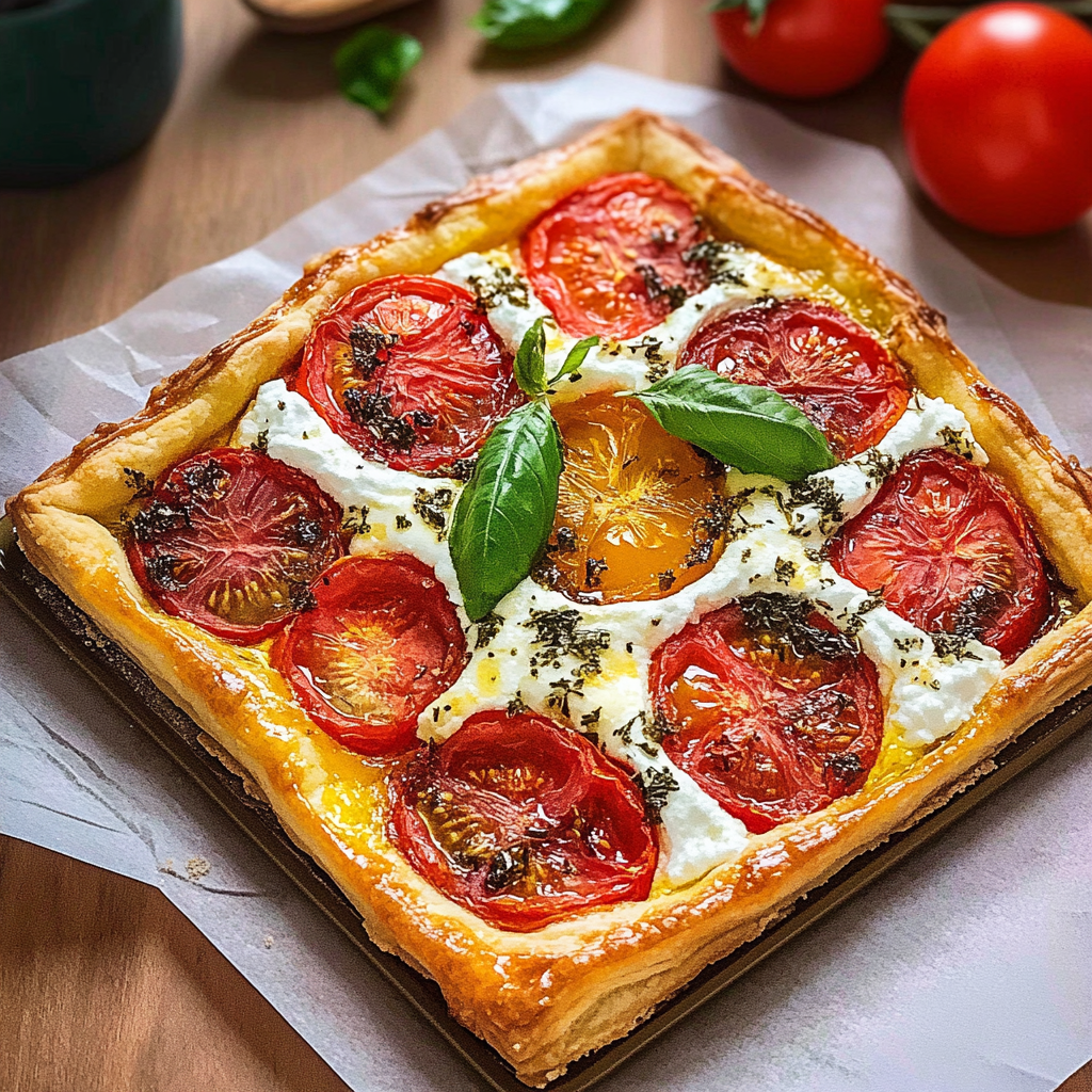 Recipe preparation for Herbed Ricotta Tomato Tart