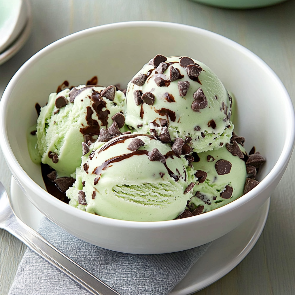 Recipe preparation for Mint Chocolate Chip Ice Cream