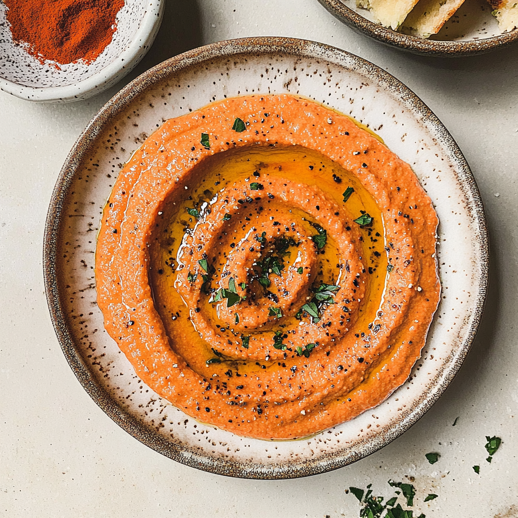 Recipe preparation for Easy Roasted Red Pepper Hummus