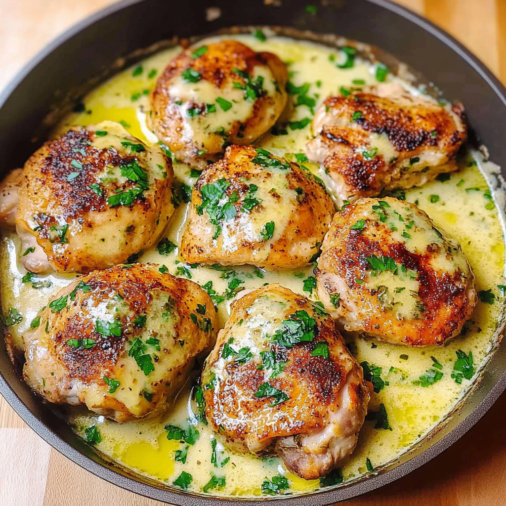 Recipe preparation for Creamy Lemon Pepper Skillet Chicken
