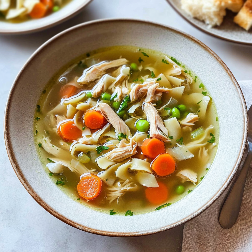 Recipe preparation for Classic Rotisserie Chicken Noodle Soup