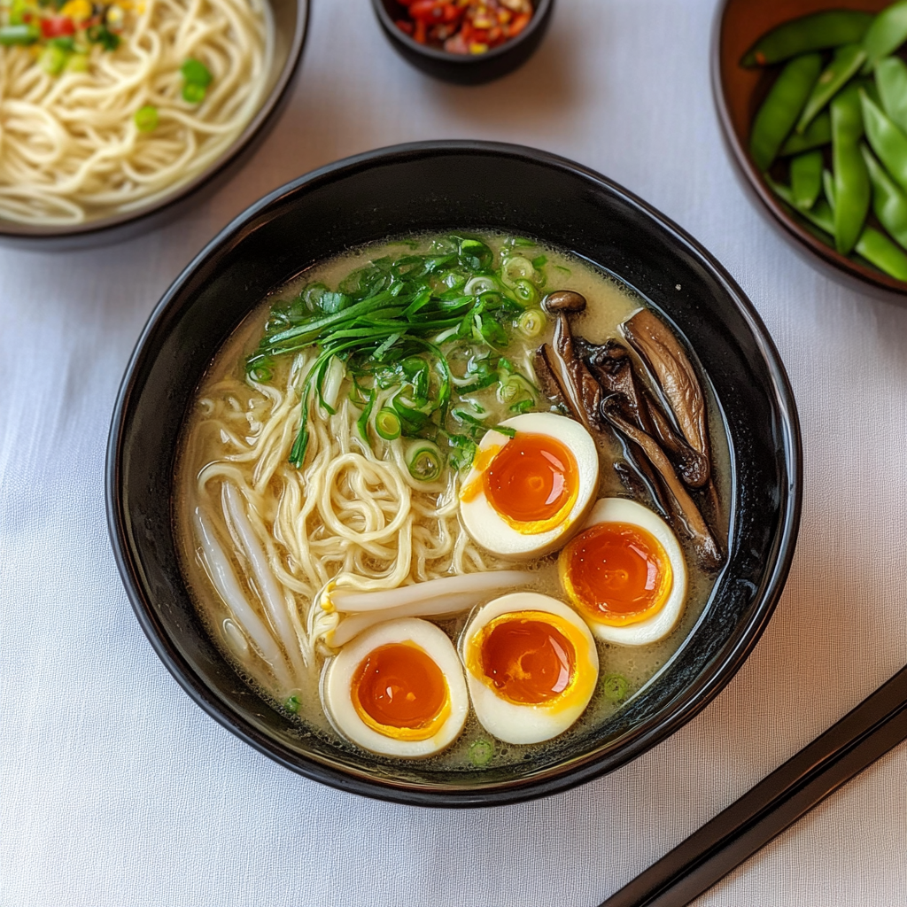 Recipe preparation for Miso Mushroom Ramen Soup