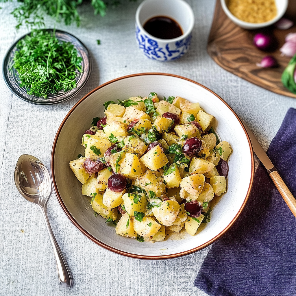Recipe preparation for Greek Potato Salad