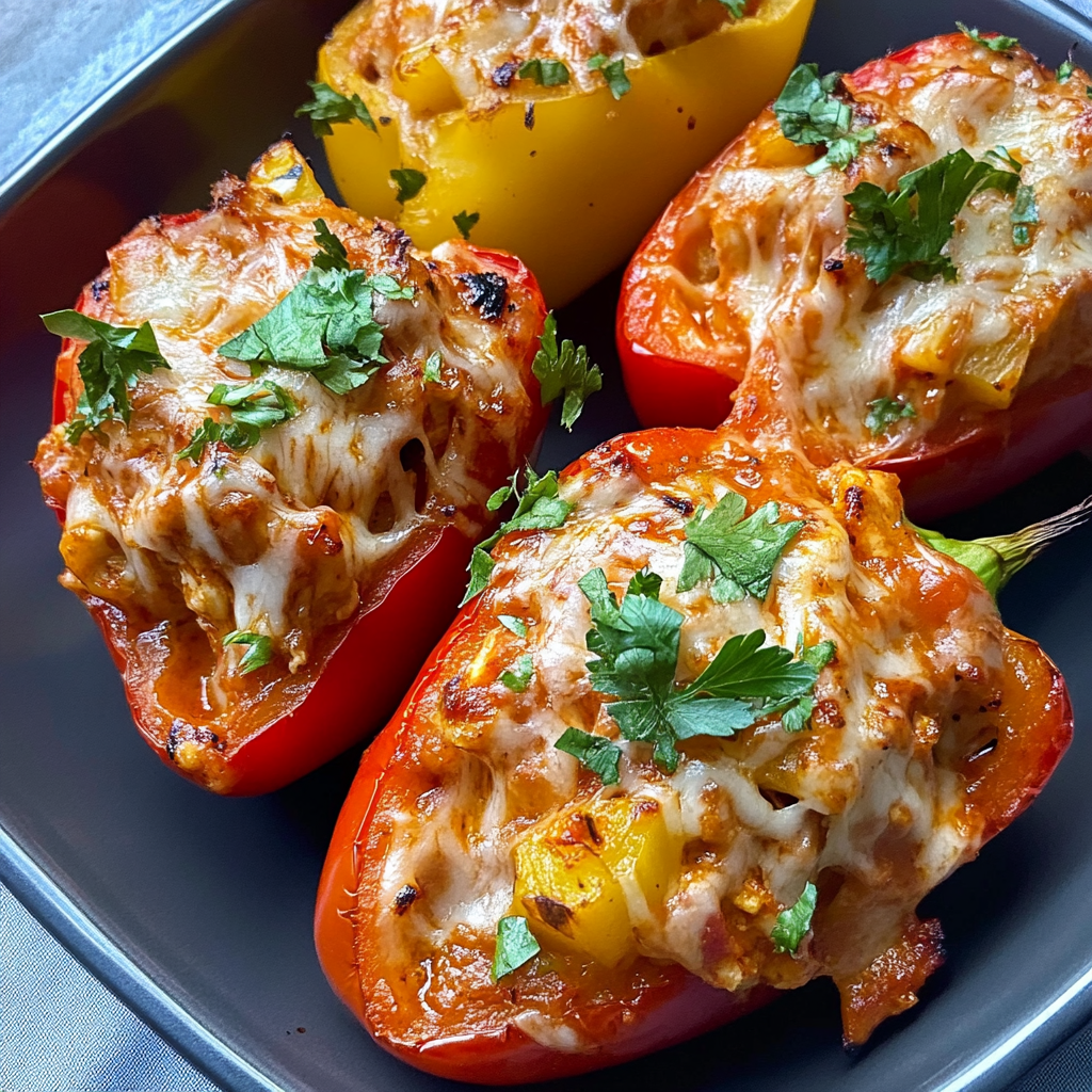 Recipe preparation for Teriyaki Pineapple Chicken Stuffed Peppers