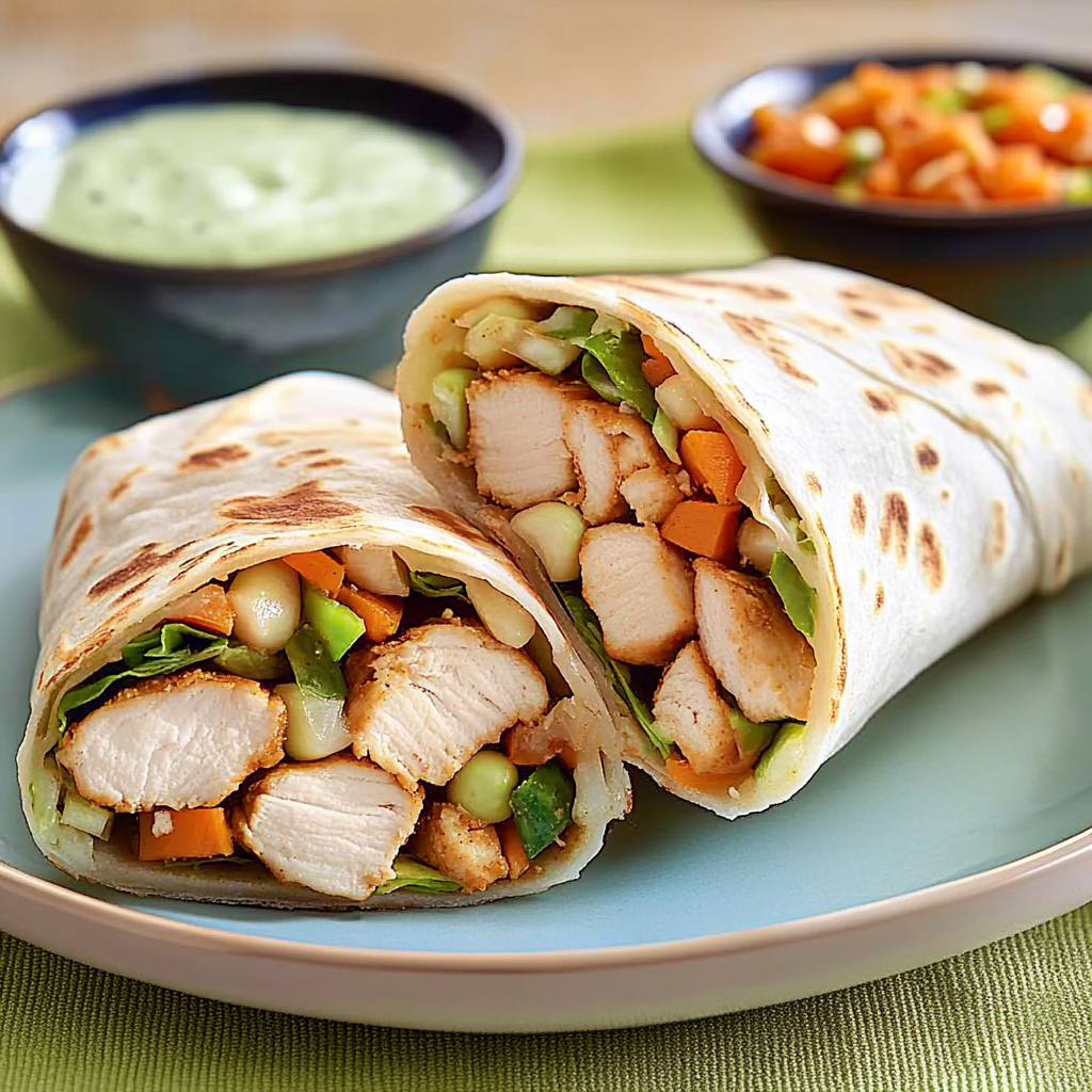 Recipe preparation for Thai Peanut Chicken Wraps