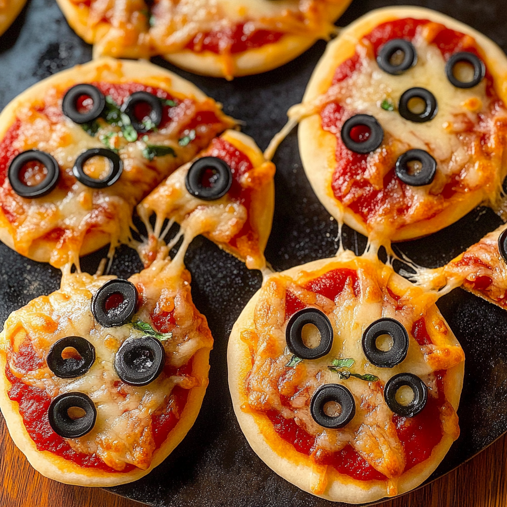 Recipe preparation for Easy Mini Halloween Pizzas