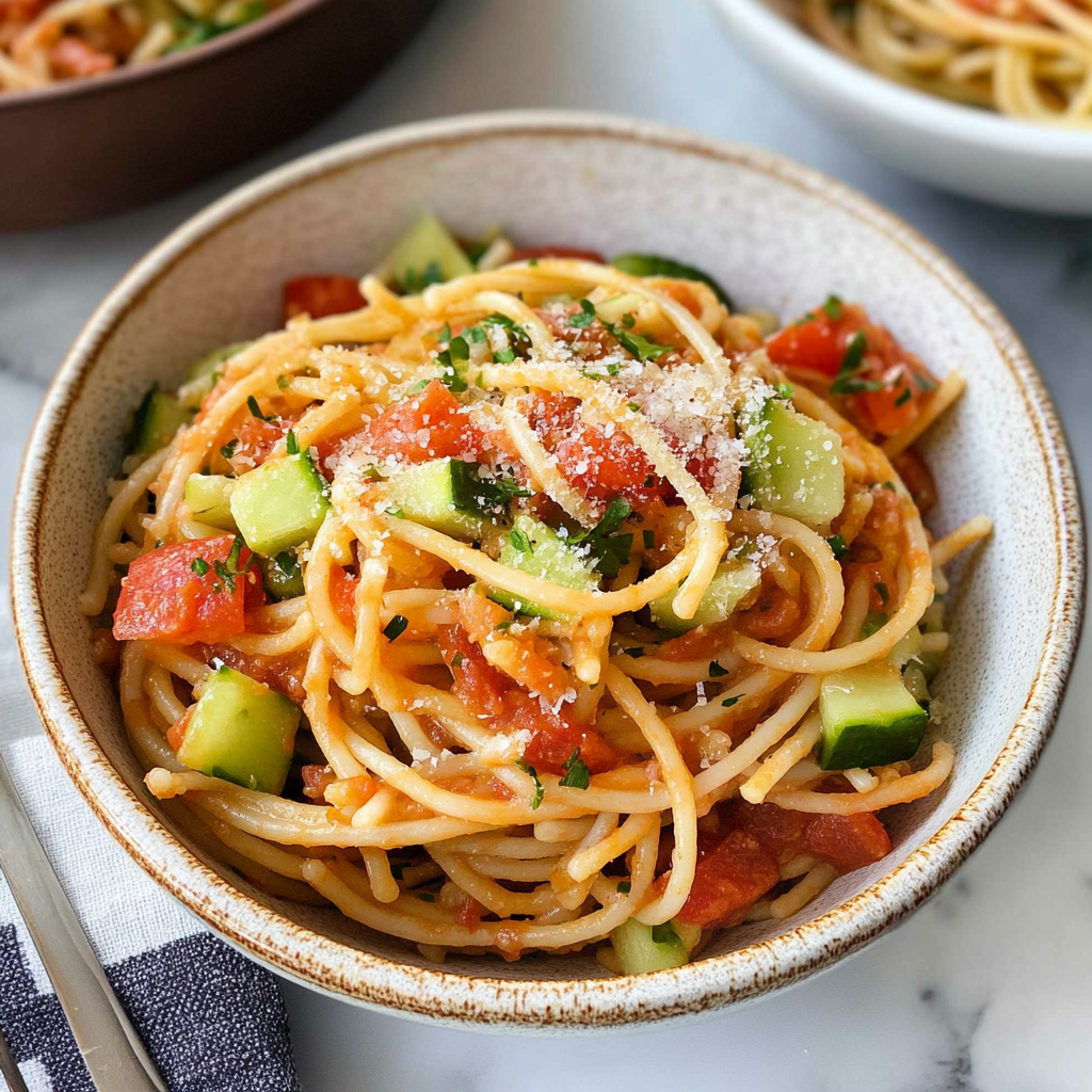 Recipe preparation for Delicious Italian Spaghetti Salad