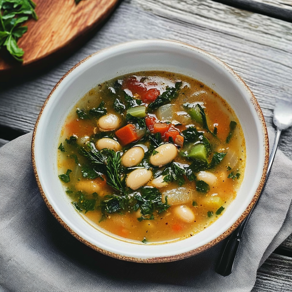 Recipe preparation for Tuscan White Bean Soup