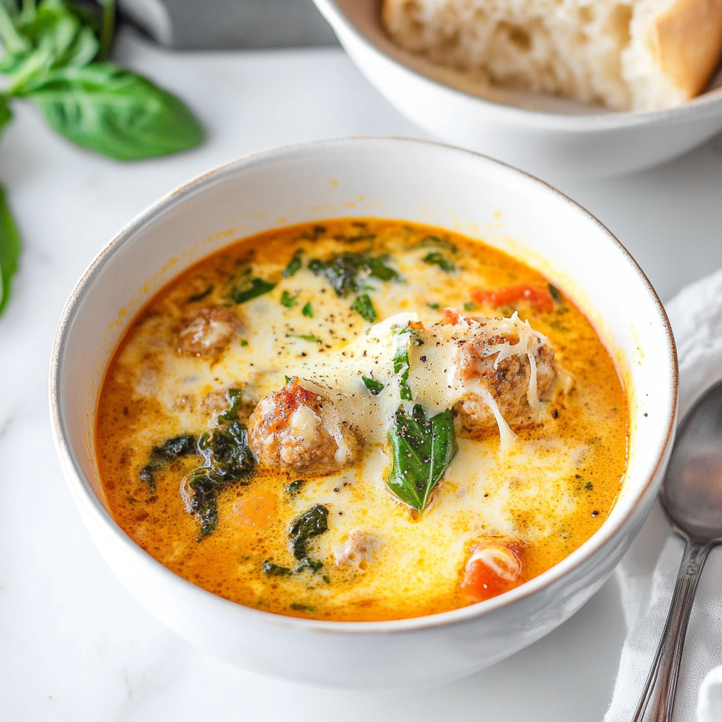 Recipe preparation for Creamy Italian Meatball Soup