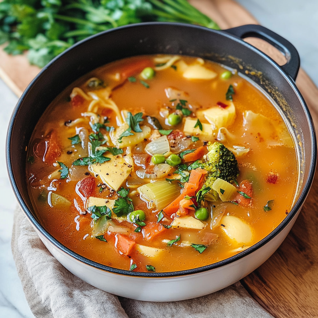 Recipe preparation for Hearty Vegetable Soup for Everyone