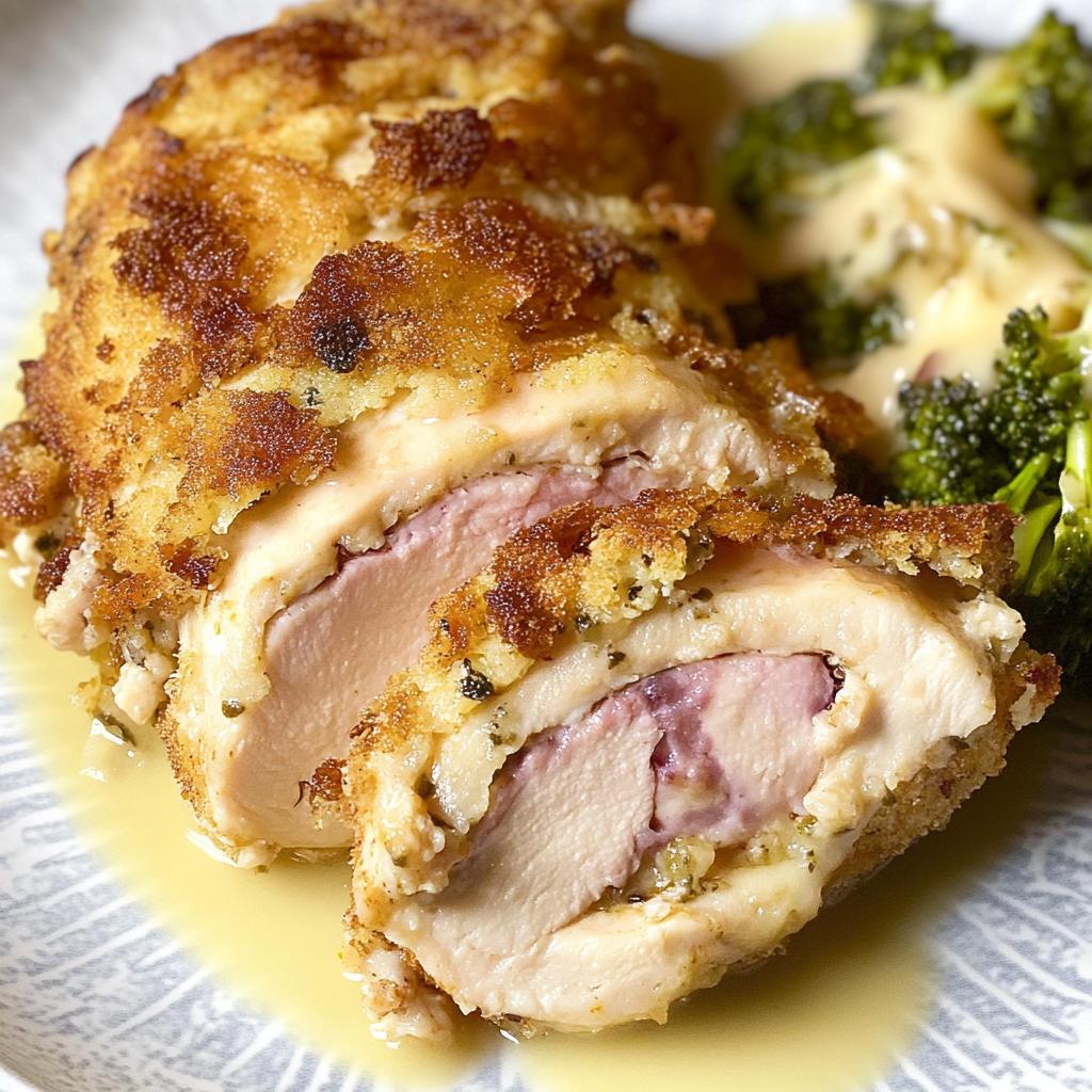 Recipe preparation for Stuffed Chicken Cordon Bleu Bake