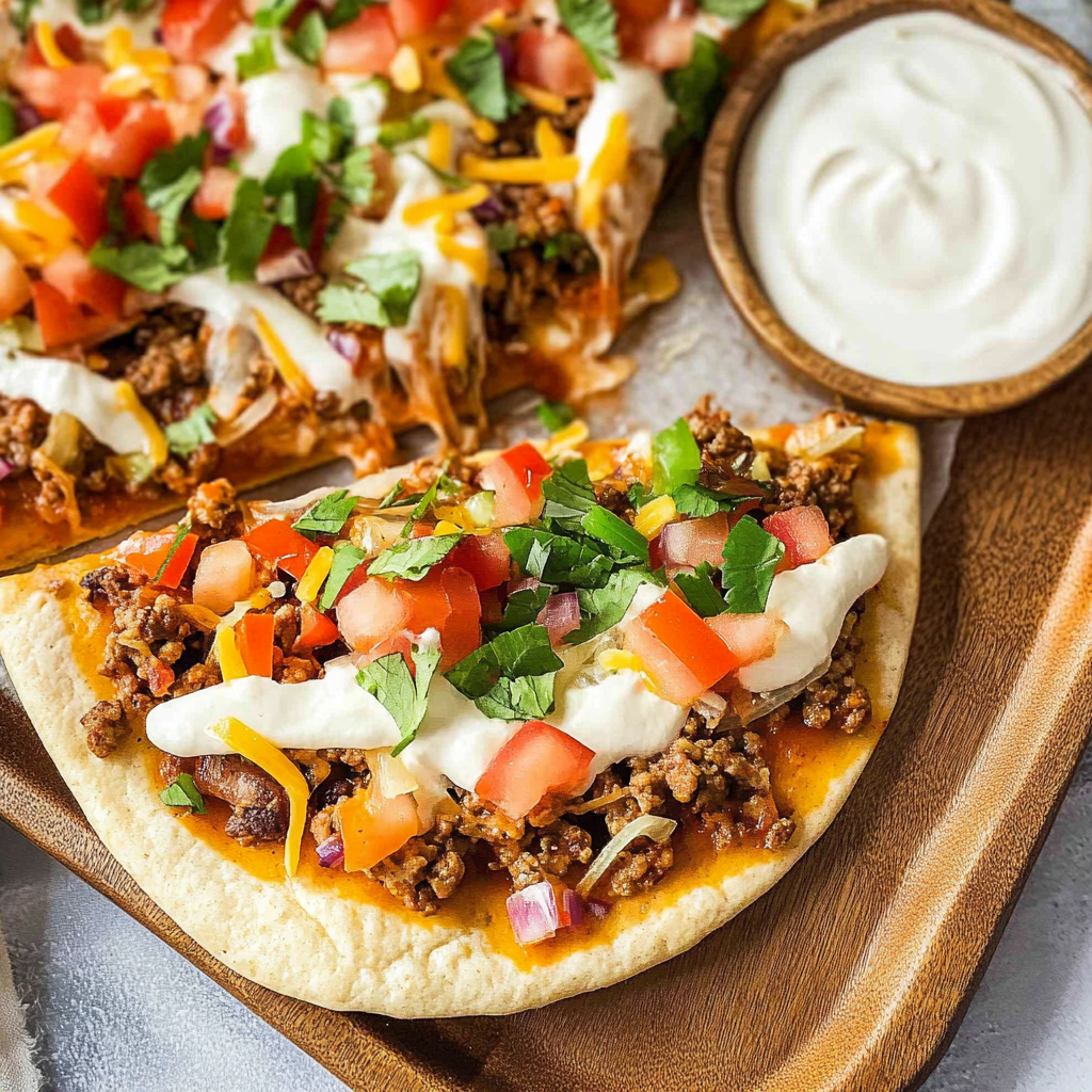 Recipe preparation for Taco Pizza Appetizer