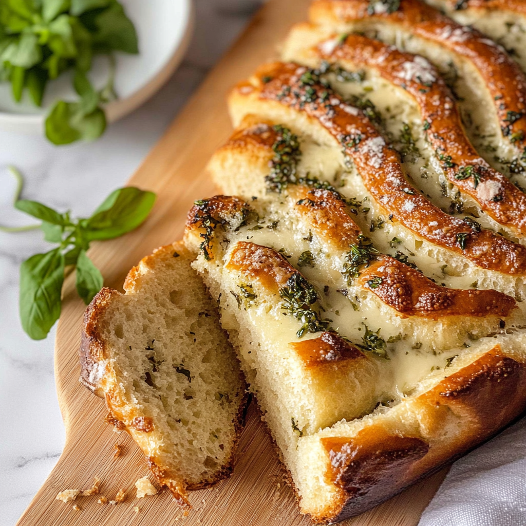 Recipe preparation for Swirled Garlic Herb And Cheese Bread