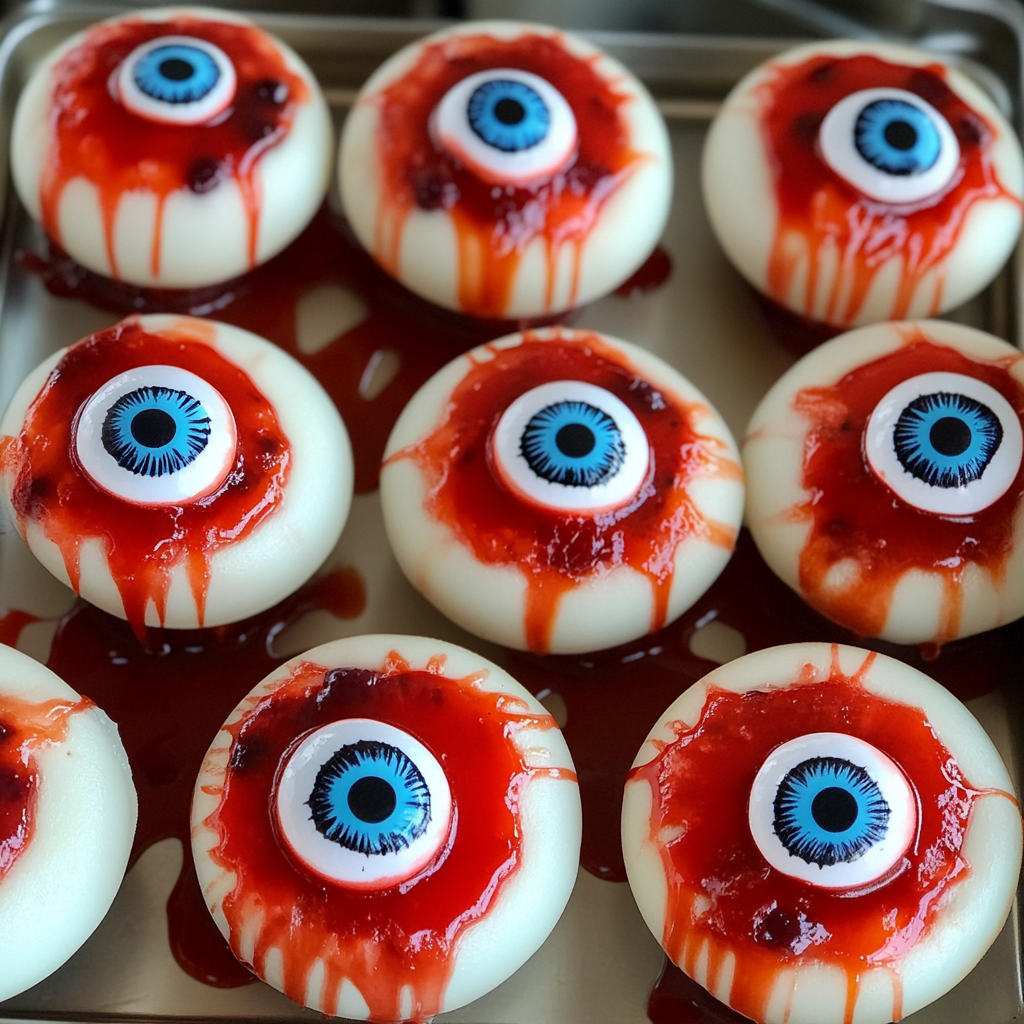 Recipe preparation for Halloween Eyeball Jello Shots