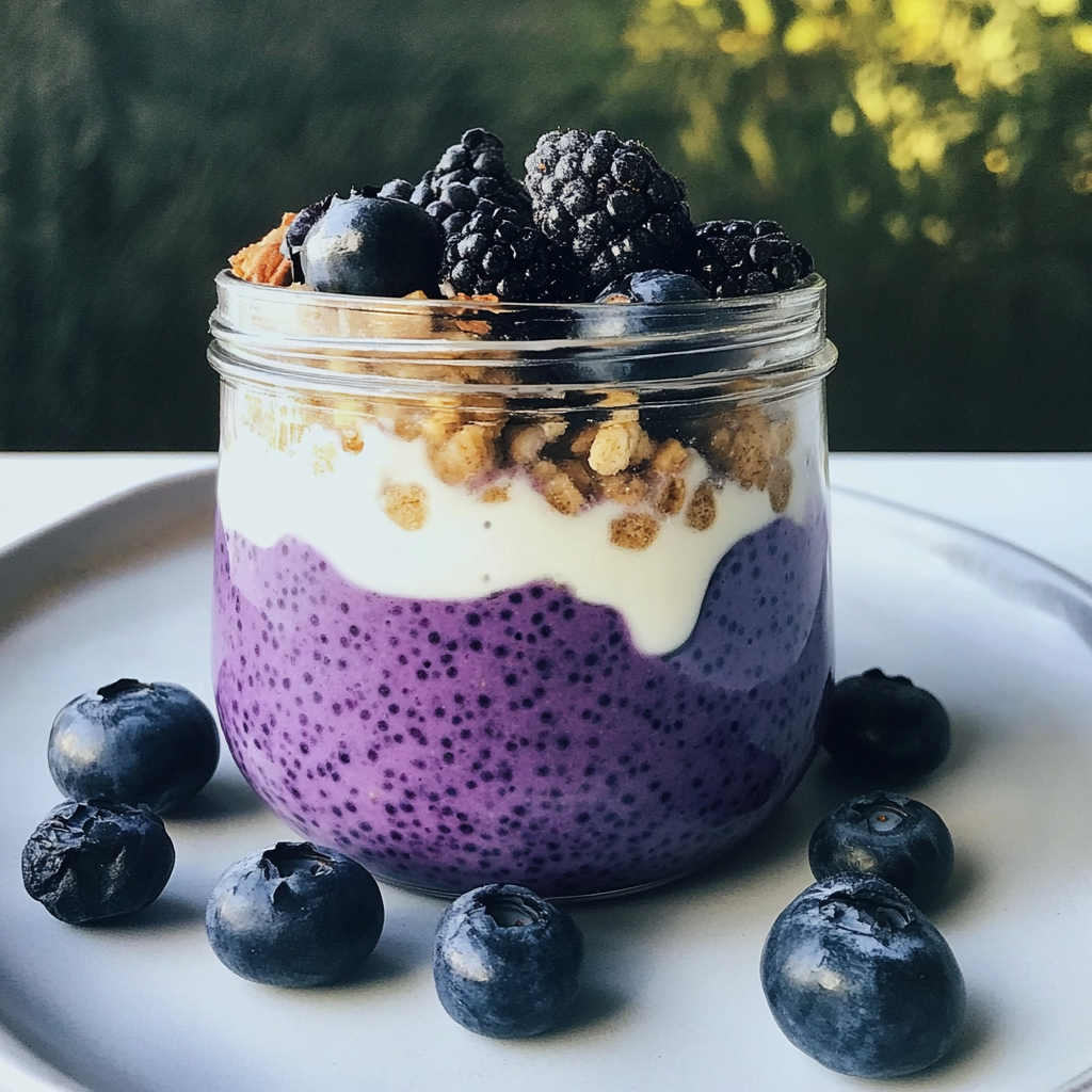 Recipe preparation for Blueberry & Peanut Butter Chia Pudding