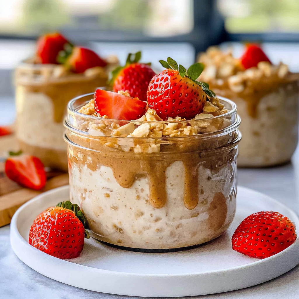 Recipe preparation for High‑Protein Strawberry & Peanut Butter Overnight Oats
