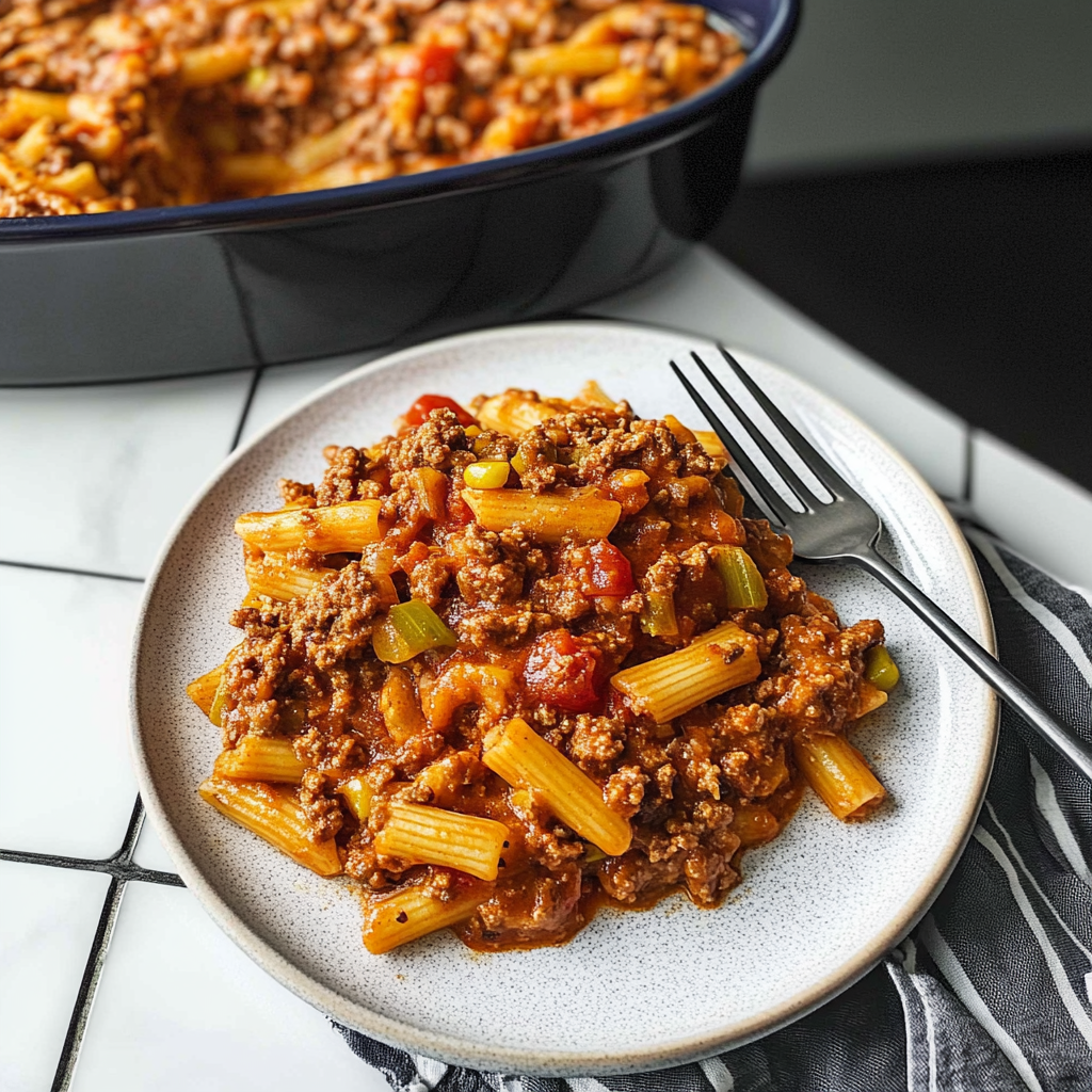 Recipe preparation for Sloppy Joe Casserole