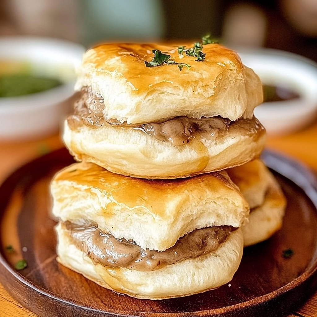 Recipe preparation for Baked French Dip Biscuits Recipe