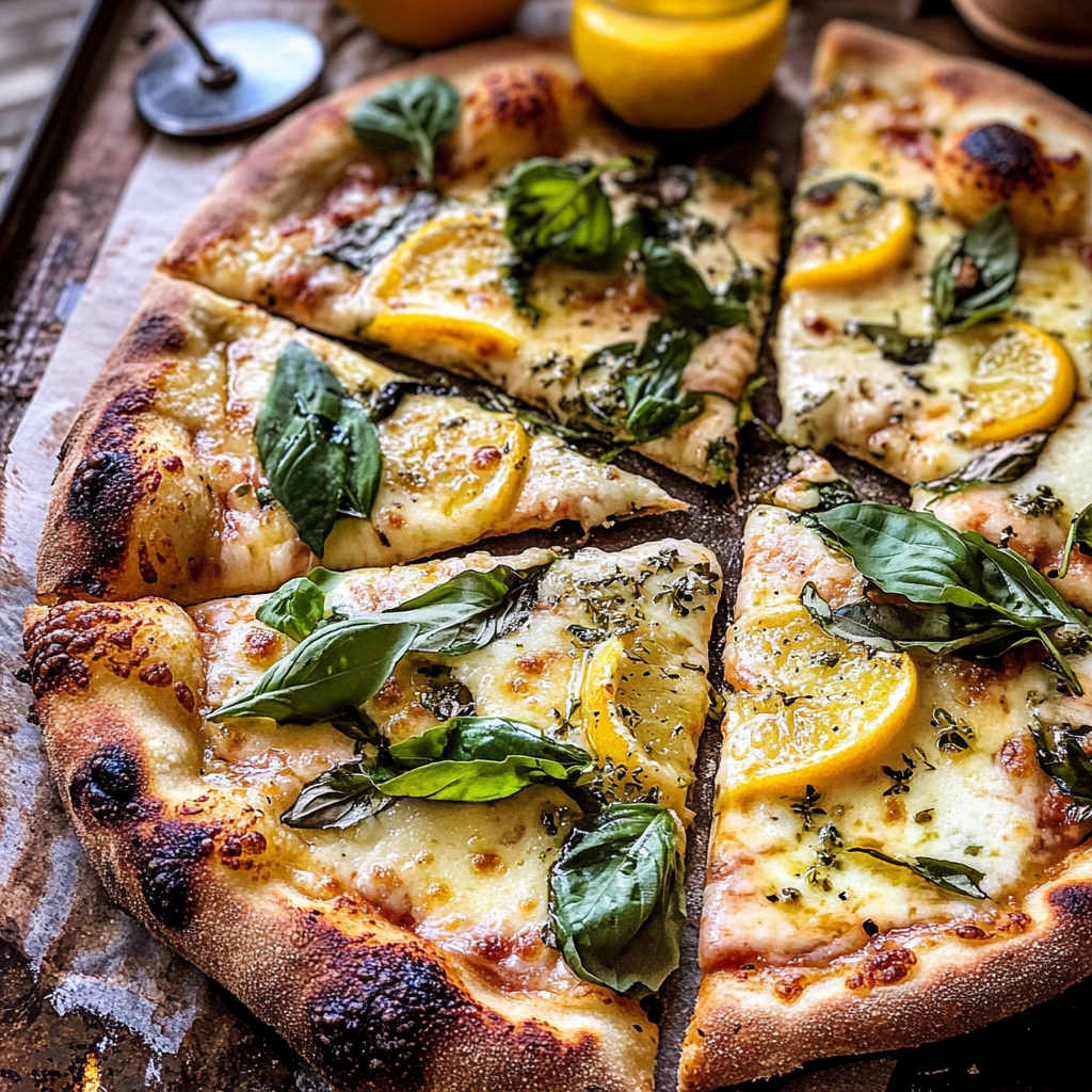 Recipe preparation for 3 Cheese Lemon Basil Pizza