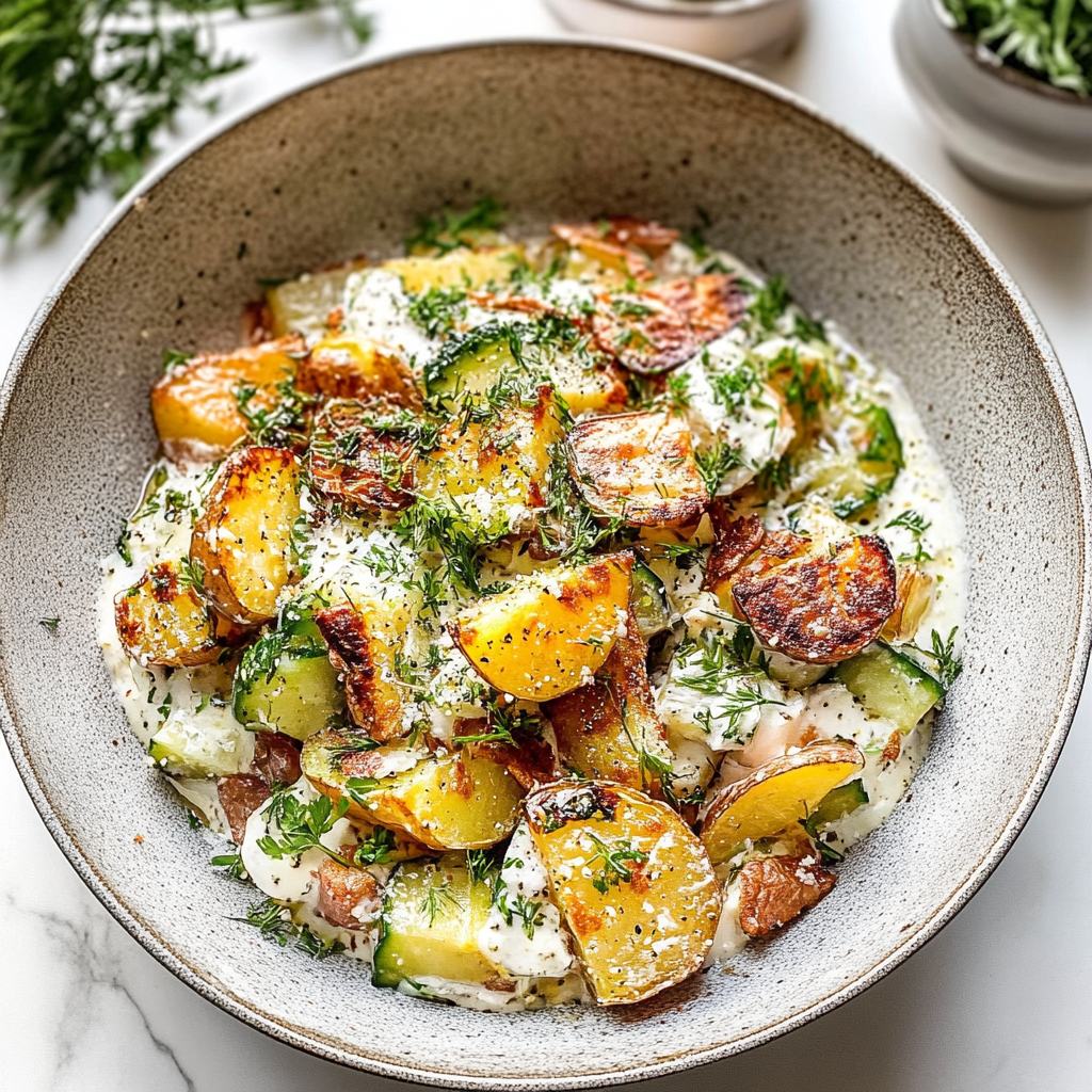 Recipe preparation for Crispy Smashed Potato Salad