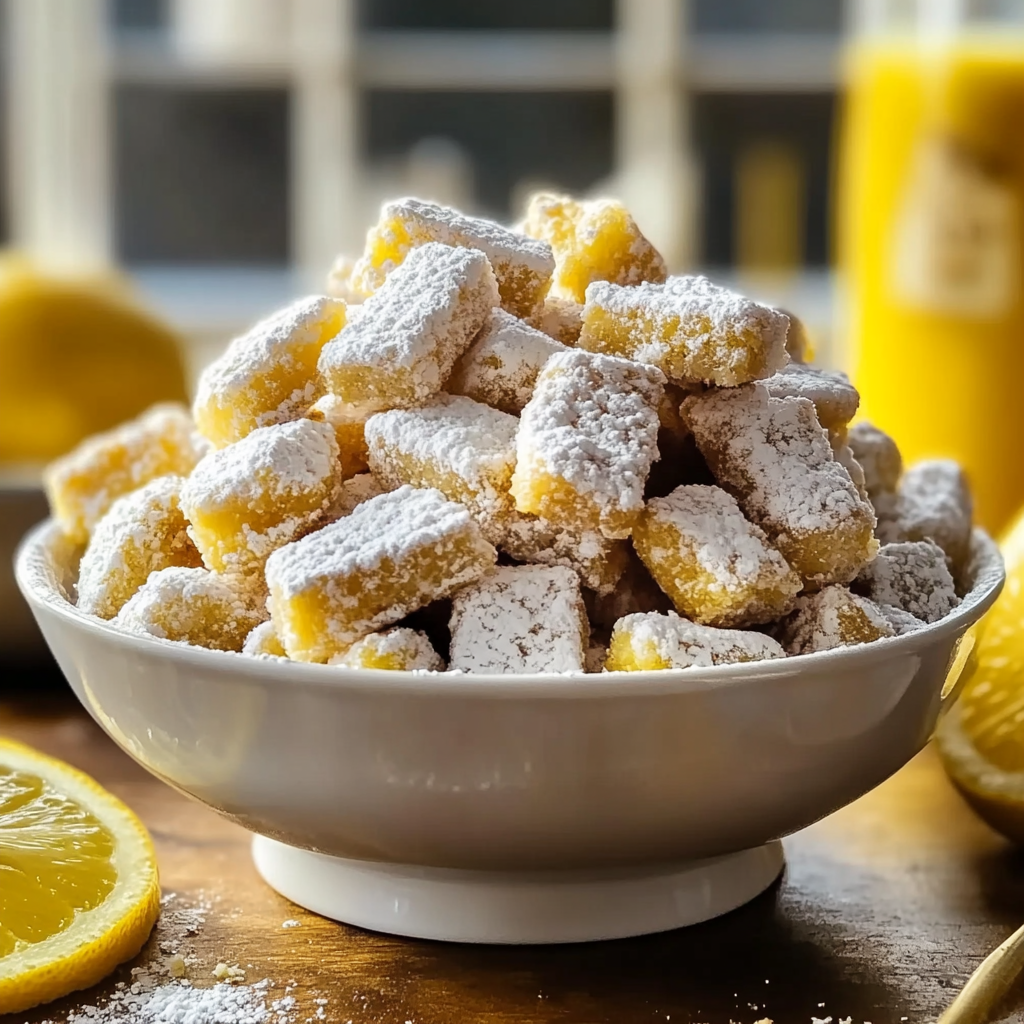 Recipe preparation for Zesty Lemonade Puppy Chow Snack Recipe