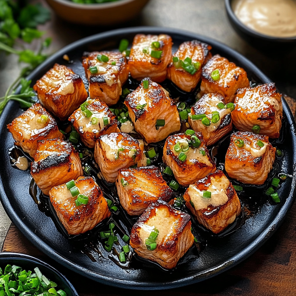 Recipe preparation for Crispy Bang Bang Salmon Bites