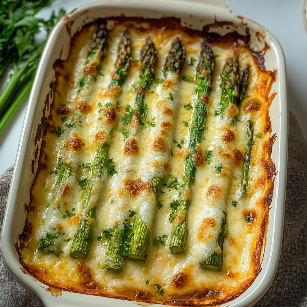 Recipe preparation for Cheesy Baked Asparagus
