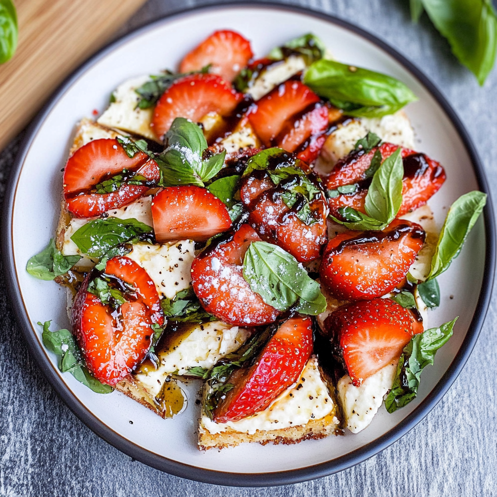 Recipe preparation for Balsamic Strawberry Caprese