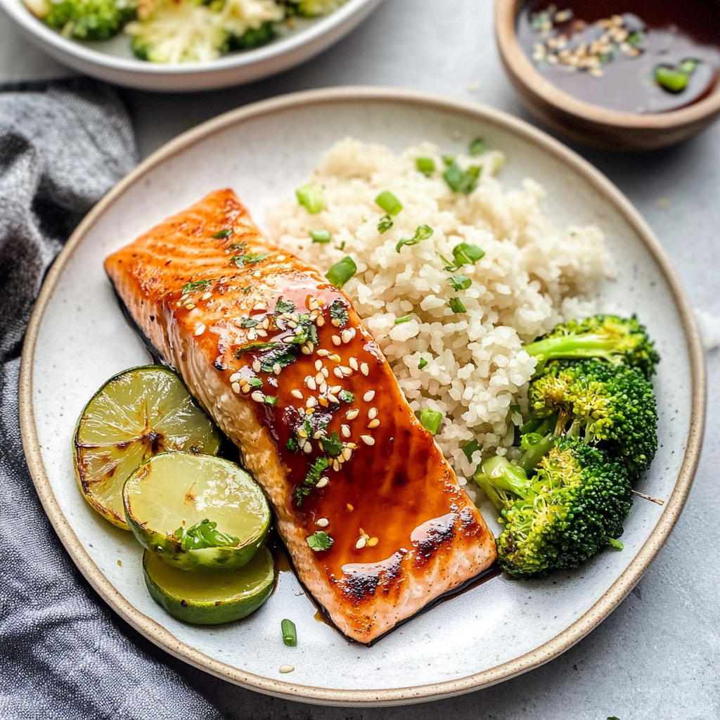 Recipe preparation for maple mustard salmon bowls