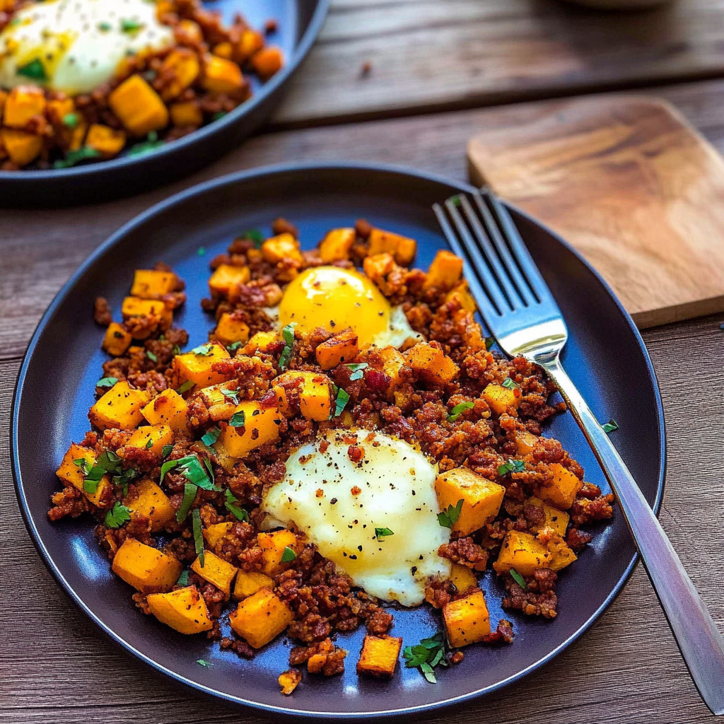 Recipe preparation for chorizo and sweet potato hash