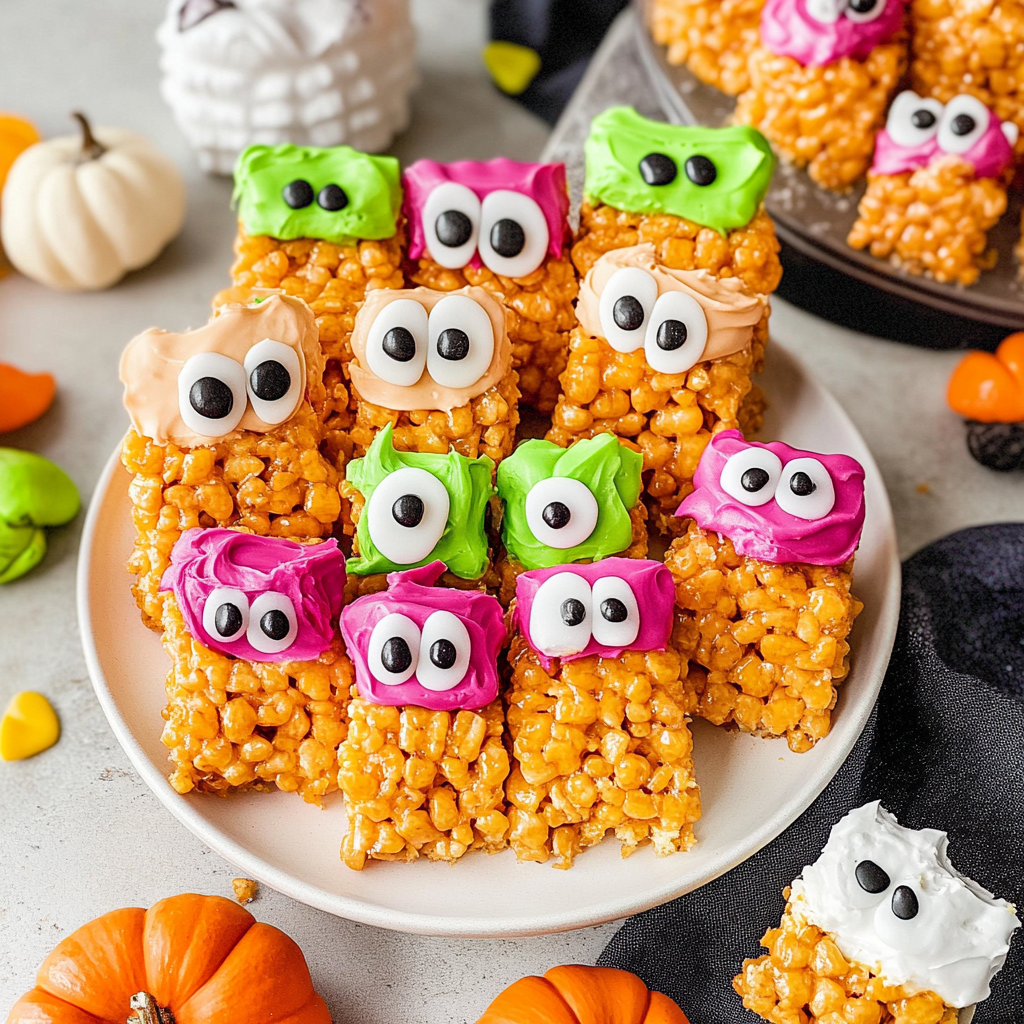 Recipe preparation for Halloween Rice Krispie Treats