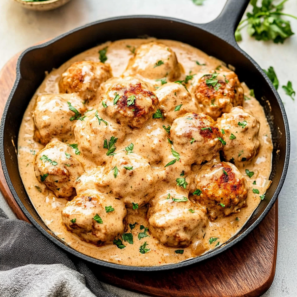 Recipe preparation for Creamy Marry me chicken meatballs