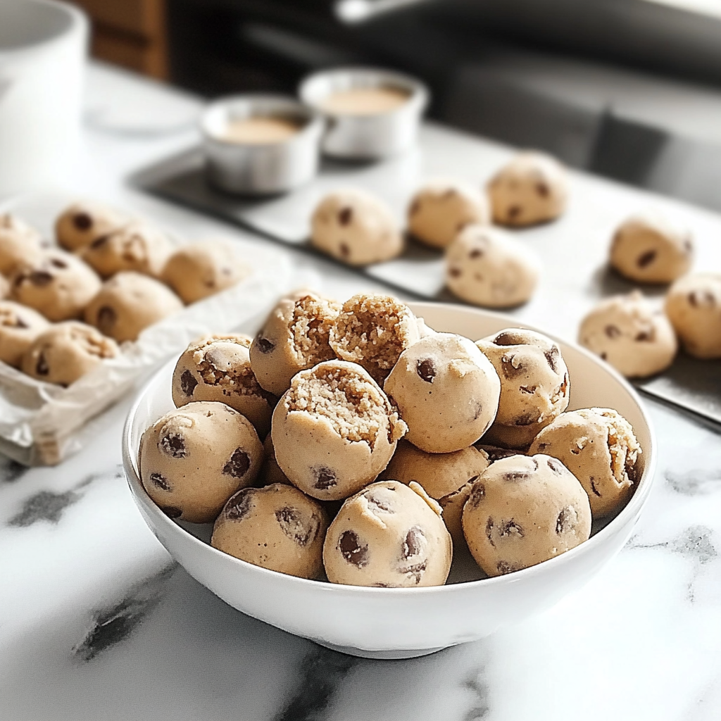 Recipe preparation for No-Bake Cookie Dough Bites