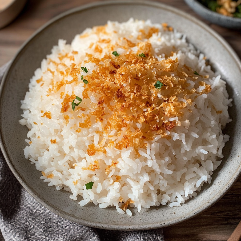 Recipe preparation for fluffy coconut rice