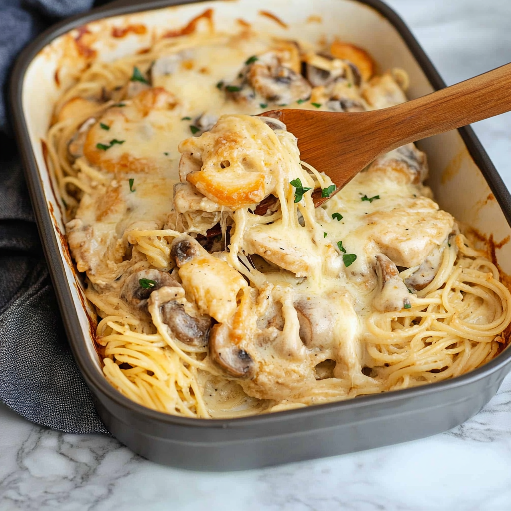 Recipe preparation for creamy turkey tetrazzini