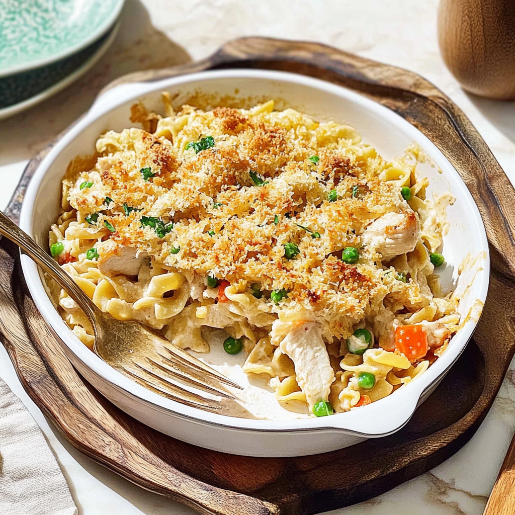 Recipe preparation for Creamy Chicken & Noodle Casserole