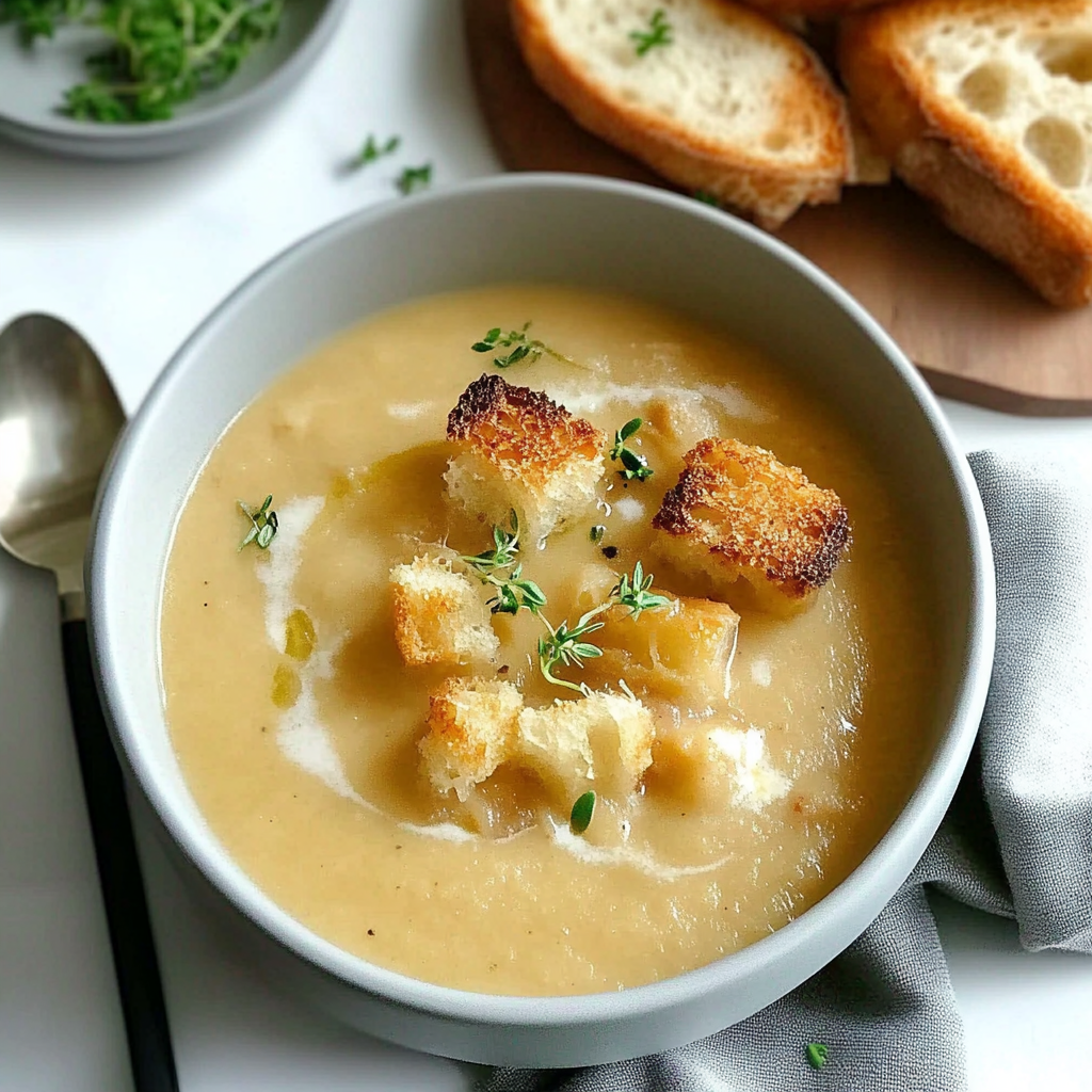 Recipe preparation for Parsnip Soup with Croutons