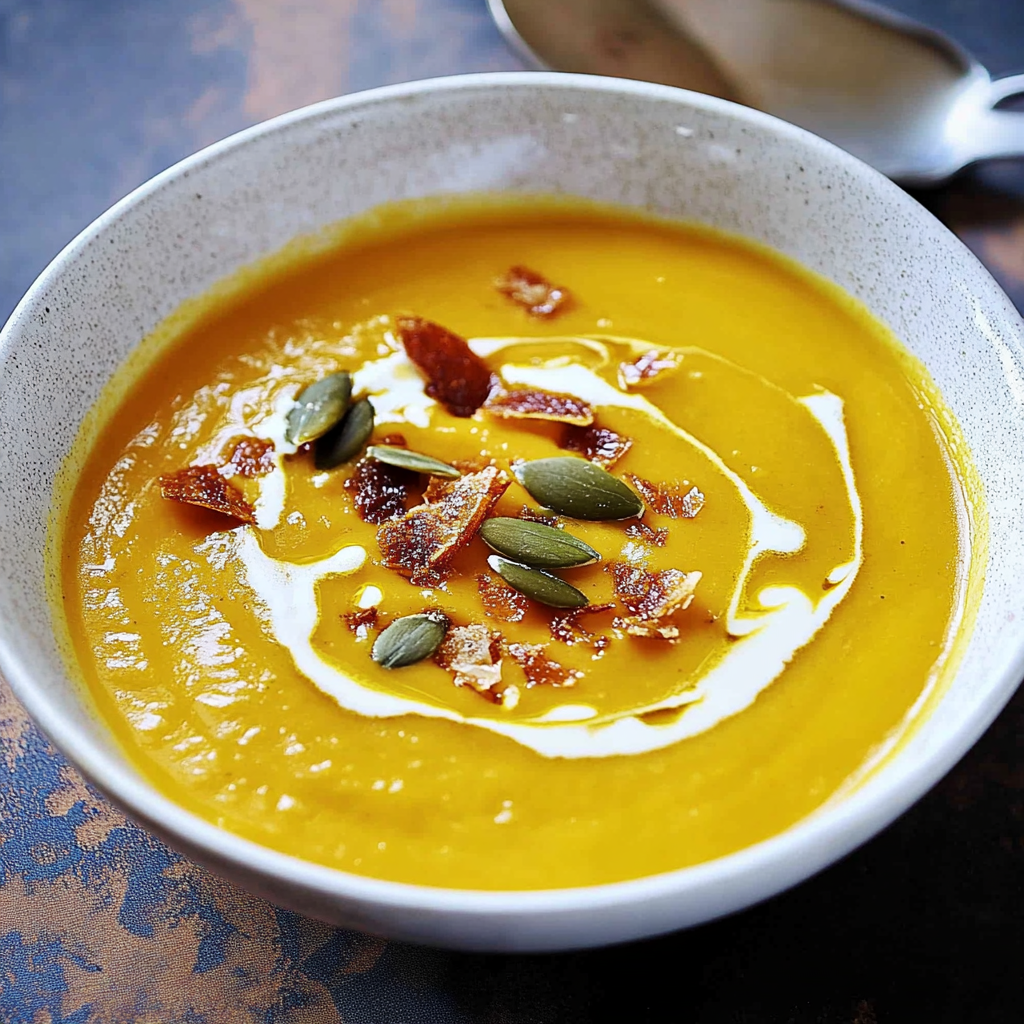 Recipe preparation for Creamy Pumpkin Soup Recipe