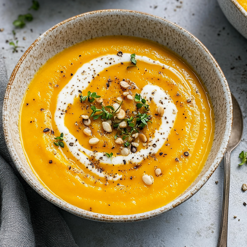 Recipe preparation for Creamy Butternut Squash Soup
