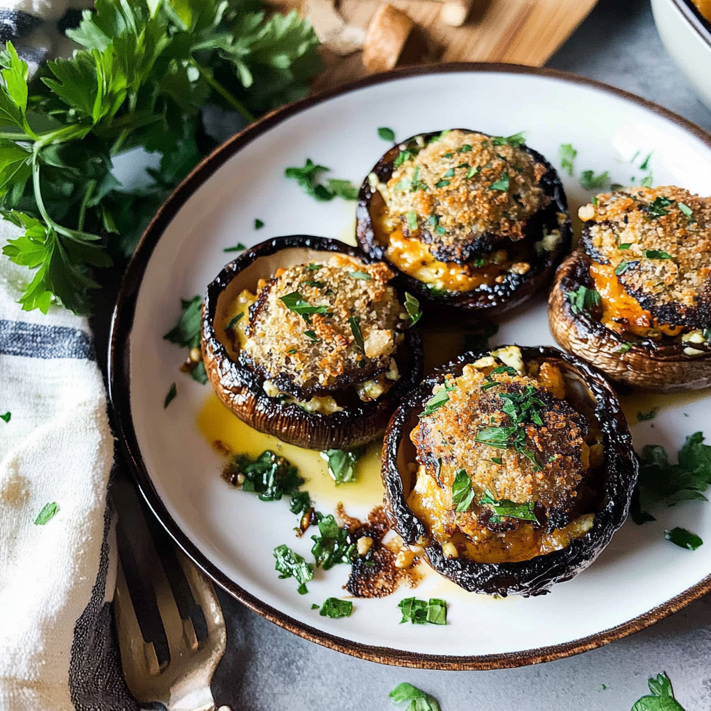 Recipe preparation for Cottage Cheese and Herb Stuffed Mushrooms
