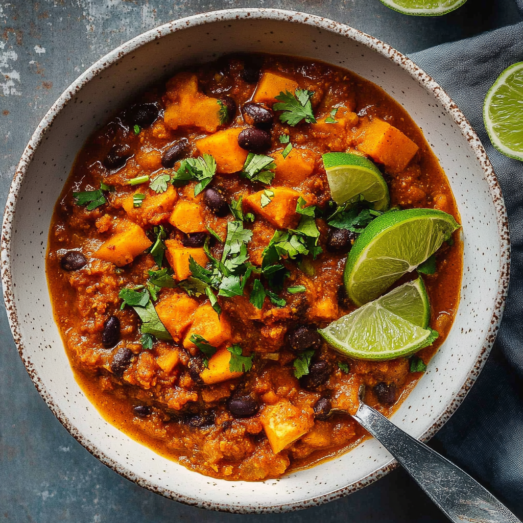 Recipe preparation for Crockpot Sweet Potato & Black Bean Chili