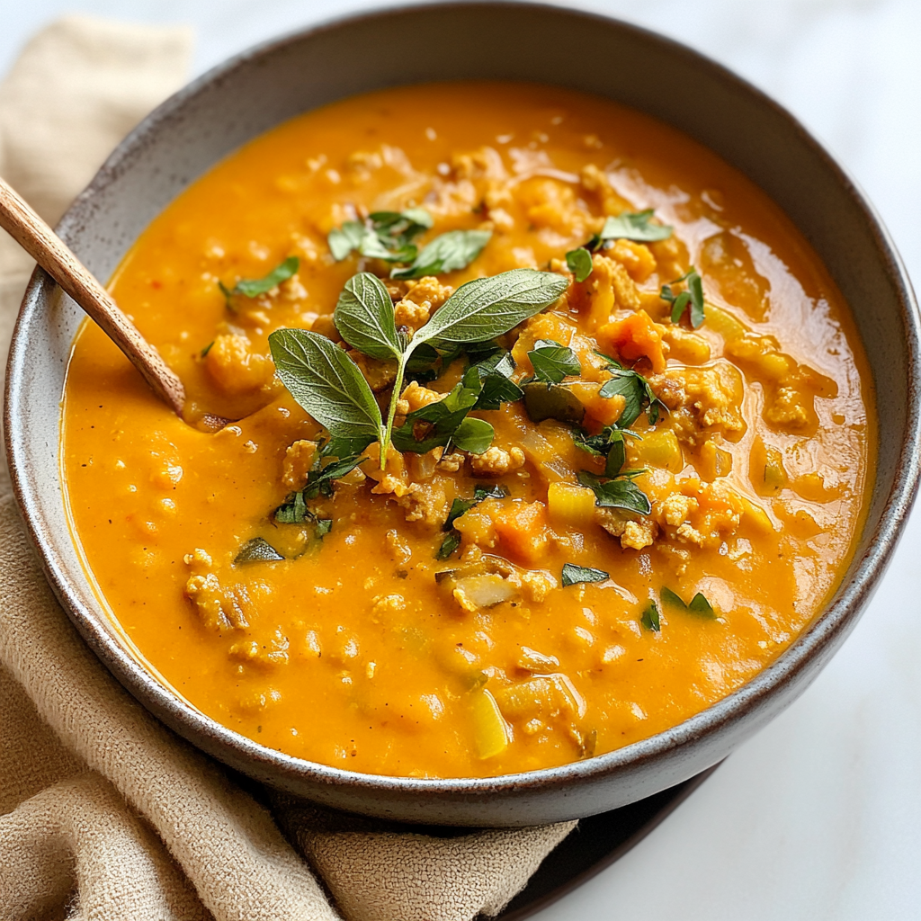 Recipe preparation for Creamy Turkey Pumpkin Chili