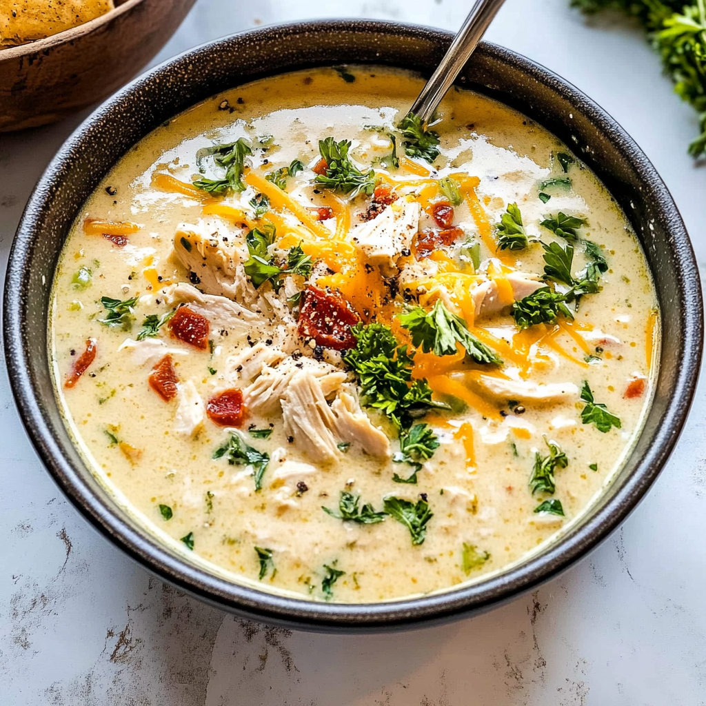 Recipe preparation for Creamy Crack Chicken Soup